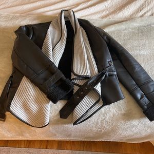 Lovely, trendy faux shearling and leather coat